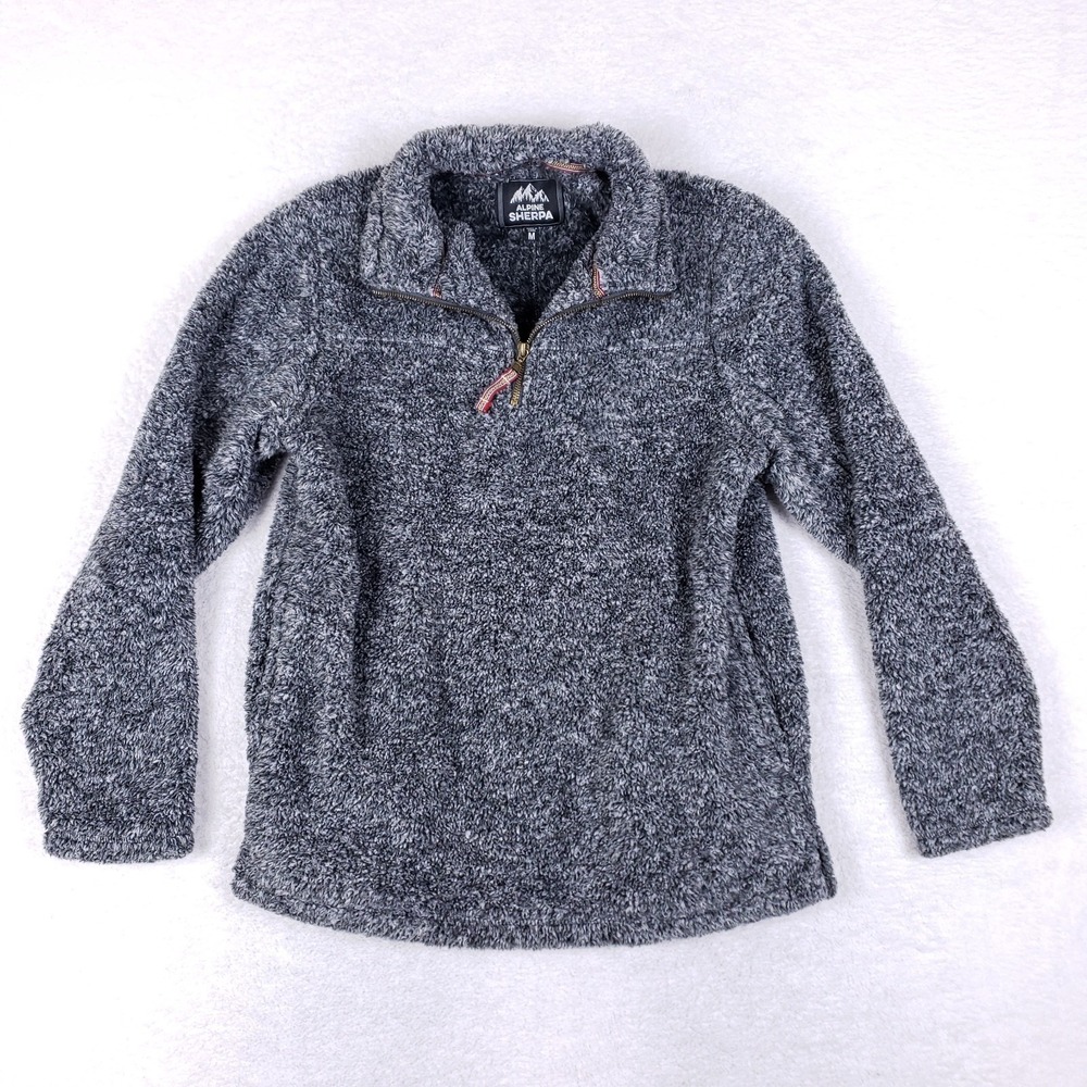 Alpine‎ Sherpa 1/4 Zip Fleece Jacket Medium Gray